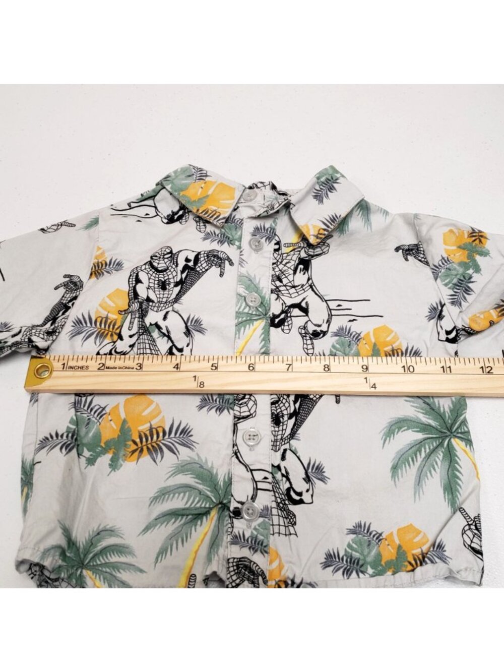 Marvel Spider-Man Kids Size 18M Hawaiian Button Shirt & Shorts Set 18 Months - Picture 6 of 10